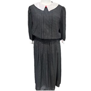 VTG Liz Roberts Blouson Dress Womens 16 Black White